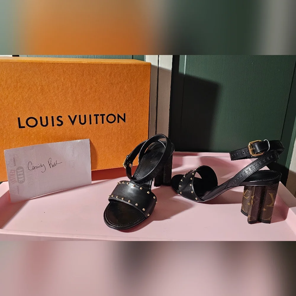 Louis Vuitton Black Studded Women's Sandals - Picture 1 of 7